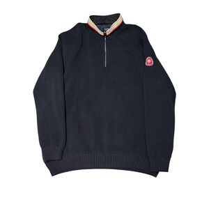 HOLEBROOK SWEDEN Mens 2XL Dark Navy Quarter Zip Textured Knit Sweater Original